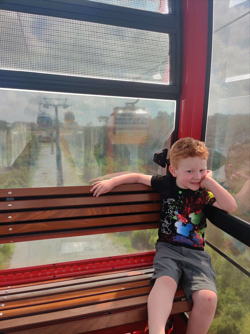 Finally riding in the Wreck-It Ralf cable car
