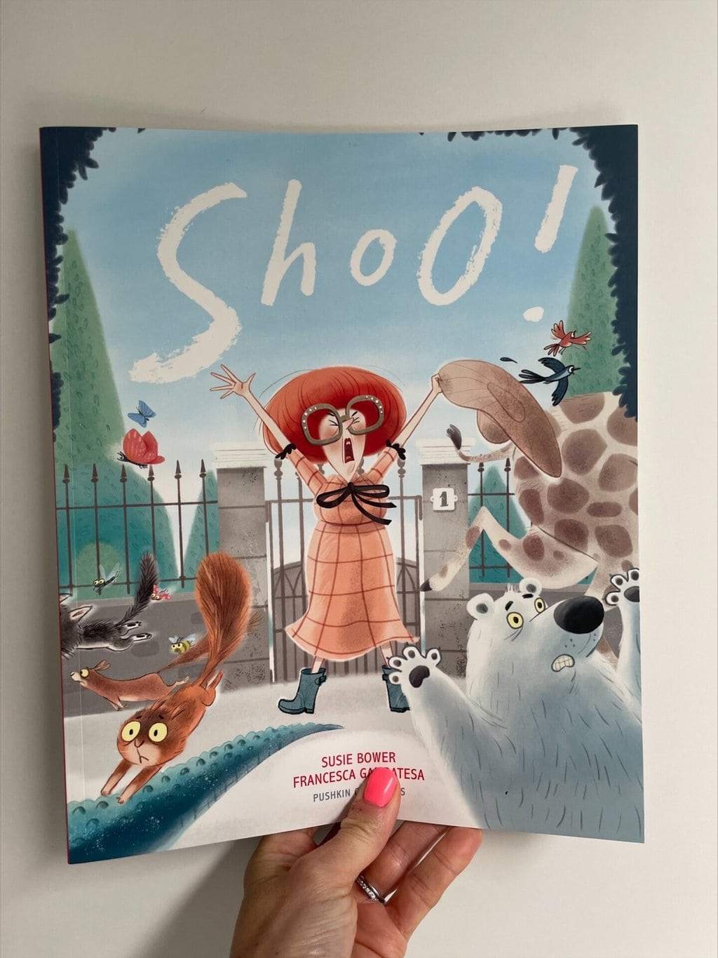 Shoo! – Susan Bower (author), Francesca Gambatesa (illustrator), Pushkin Press (publisher)