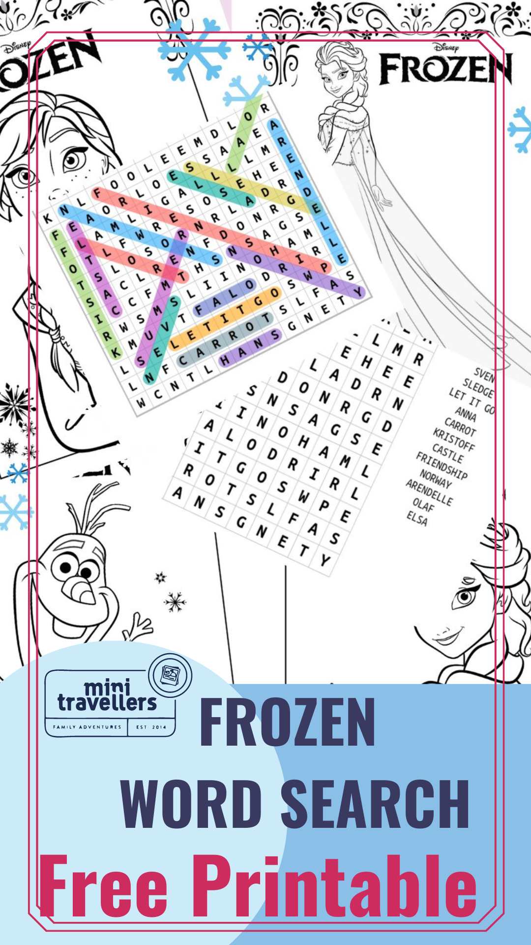 Free Frozen Word Search Printable