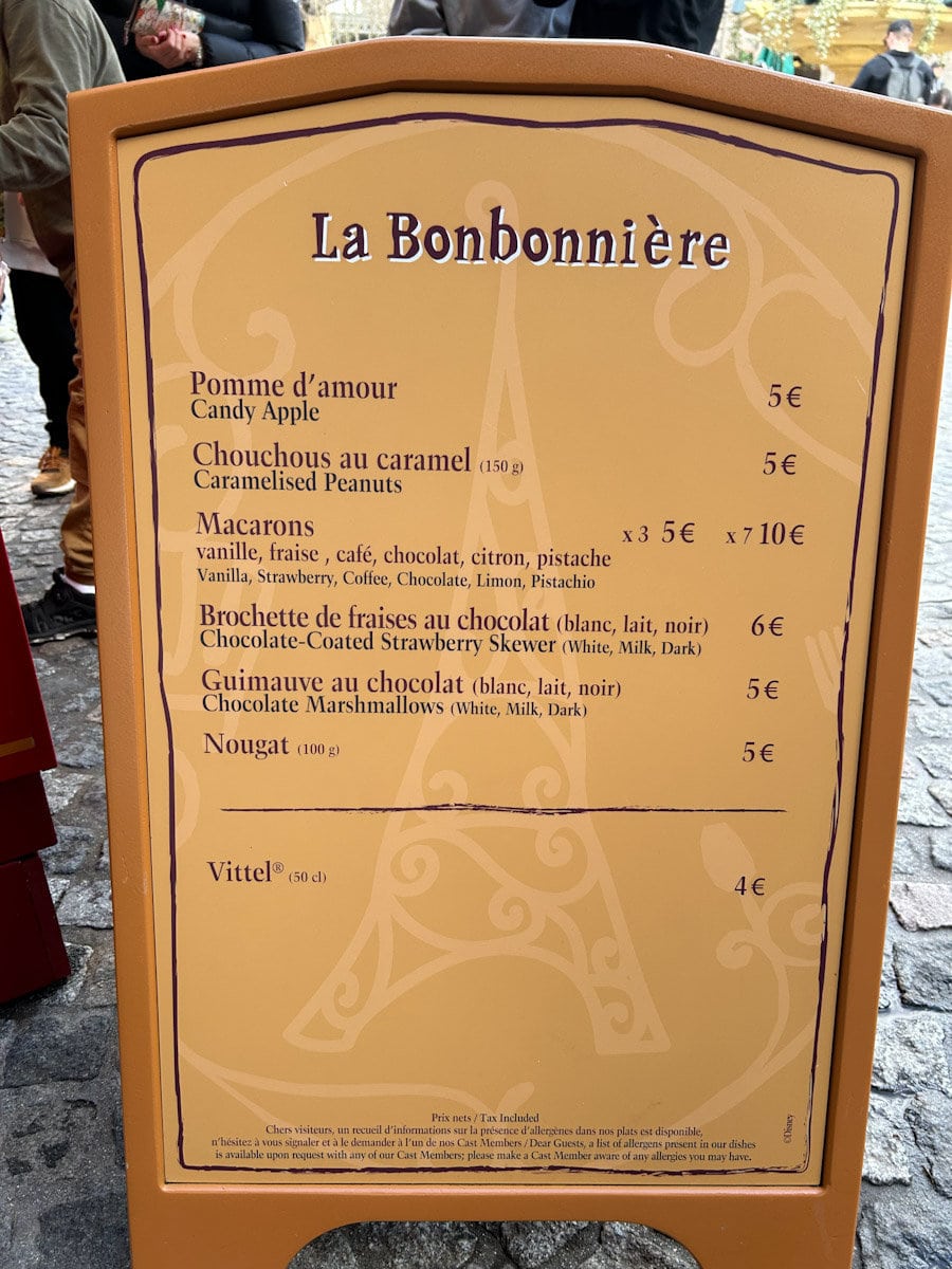 Candy fruit prices at Disney Paris