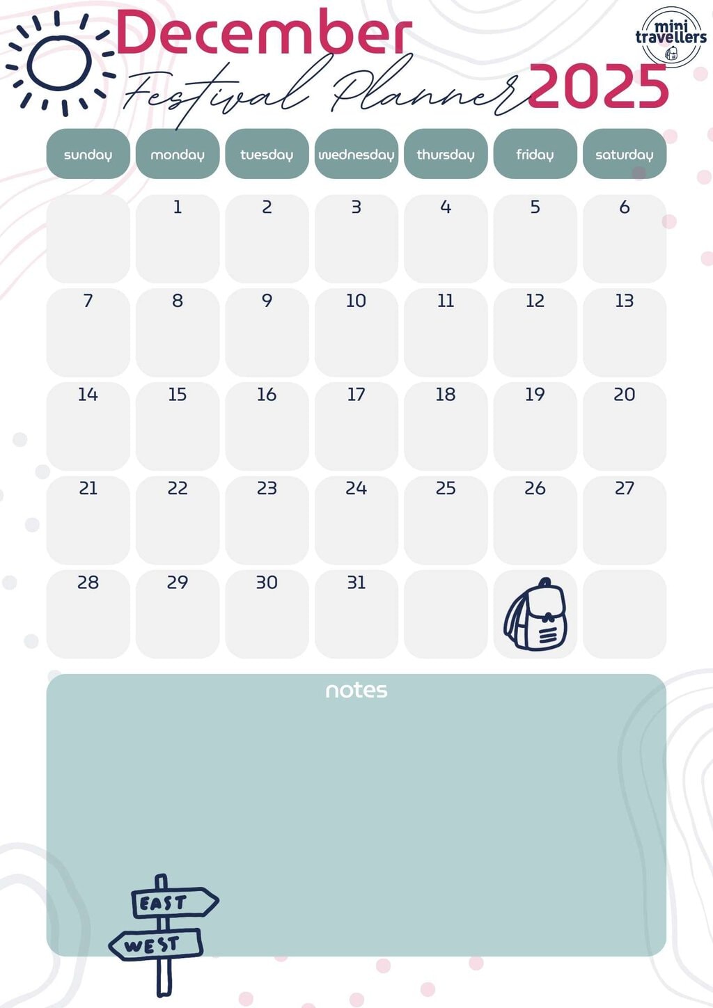 Mini Travellers Festival Planner December 2025