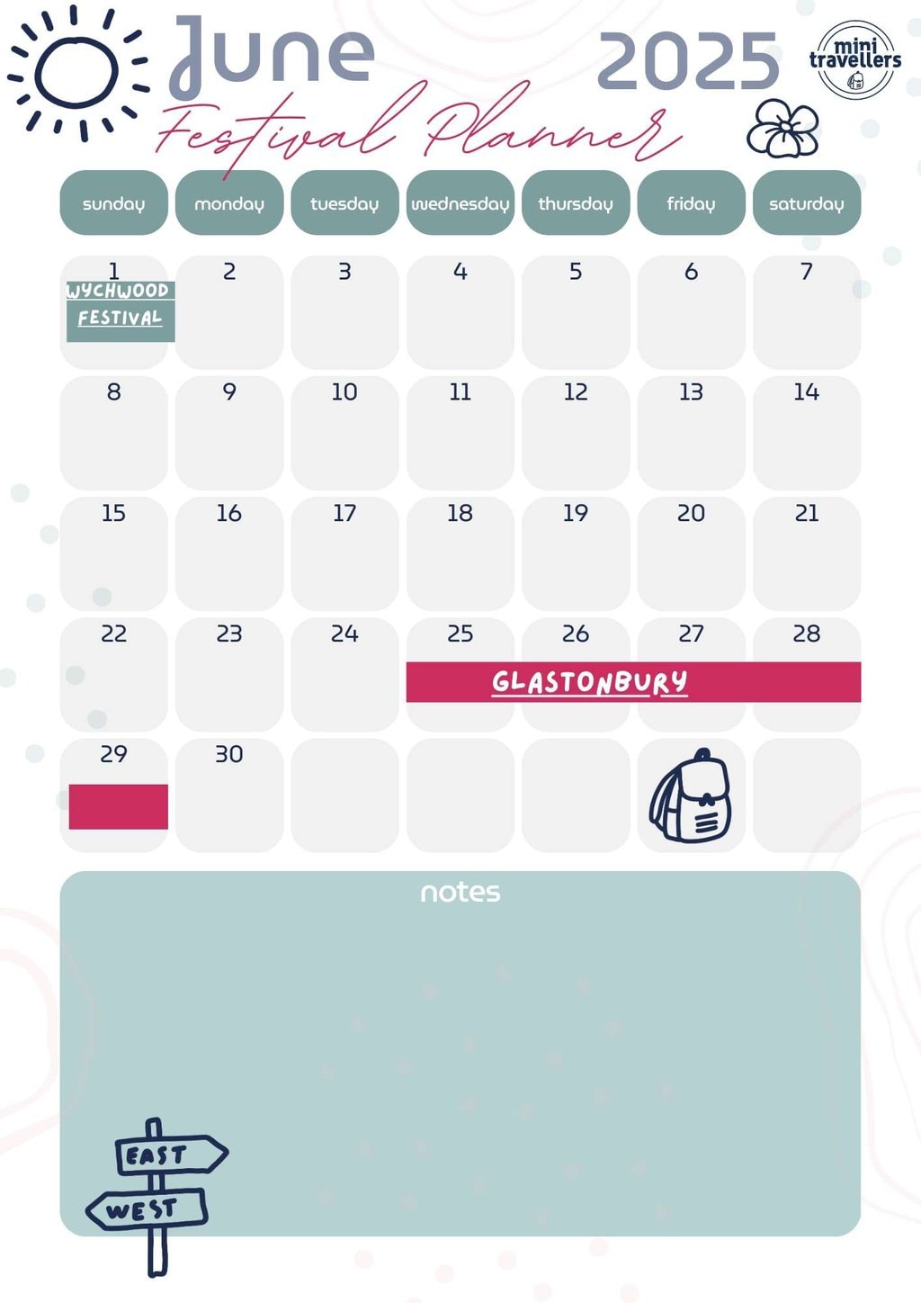 Mini Travellers Festival Planner June 2025
