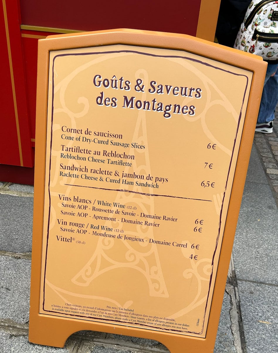 Snack prices at Disney Paris