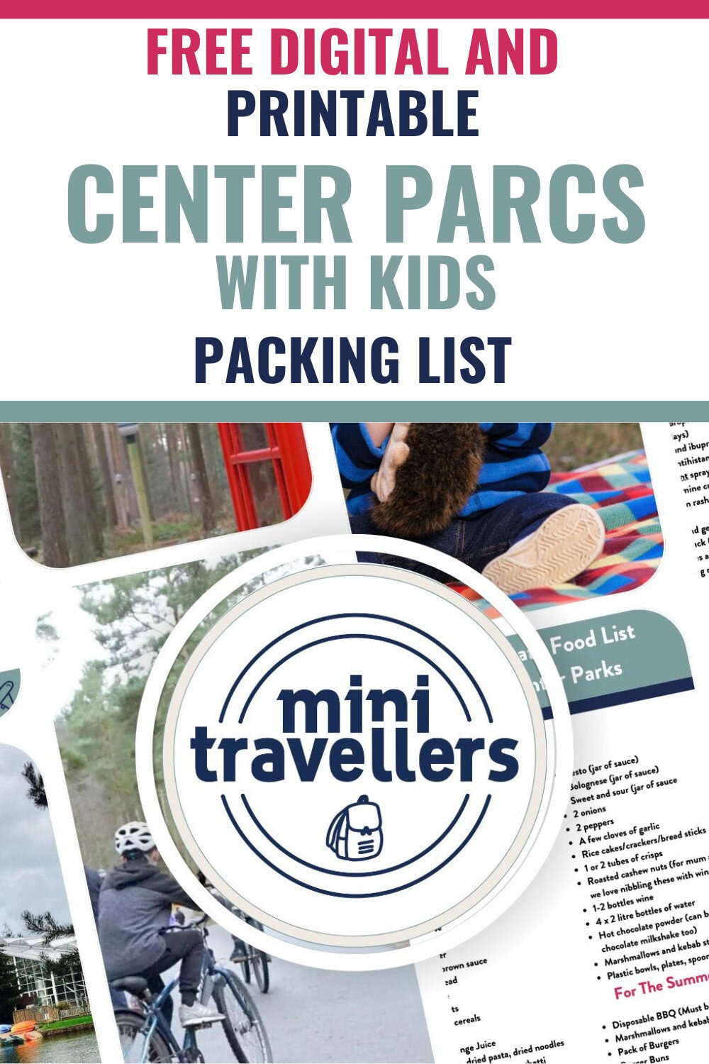 Free Printable and Digital Center Parcs with Kids packing list