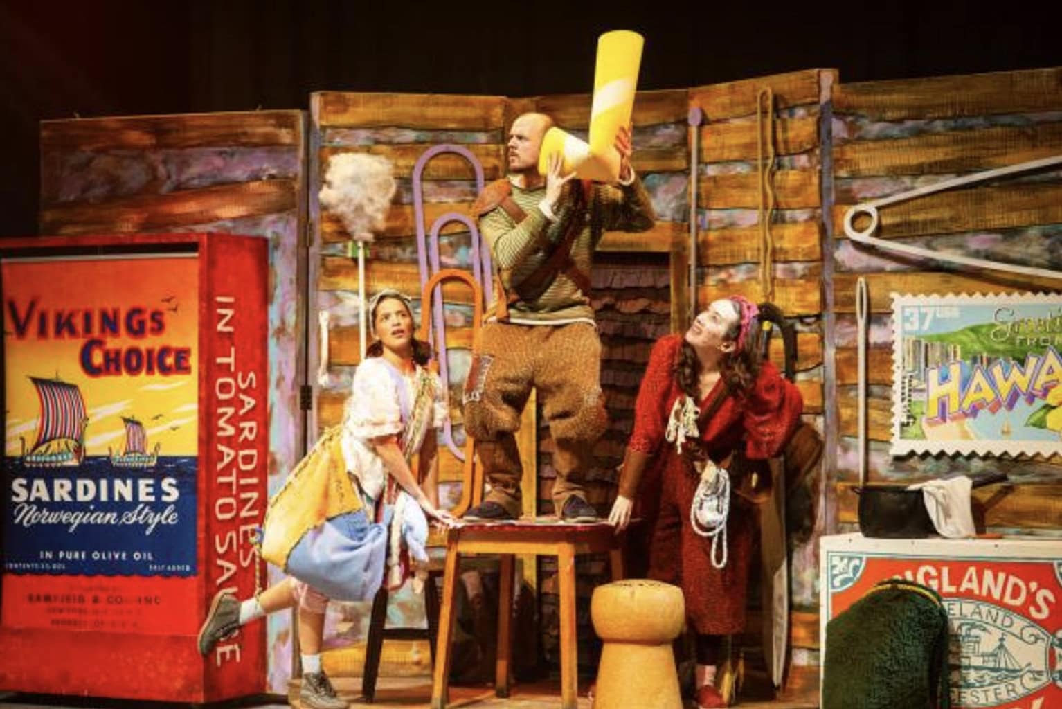 The Borrowers: Darren Jeffries and Katie Erich as Pod and Homily and Amy Tara as Arrietty (Image: Gabi Dawkins)