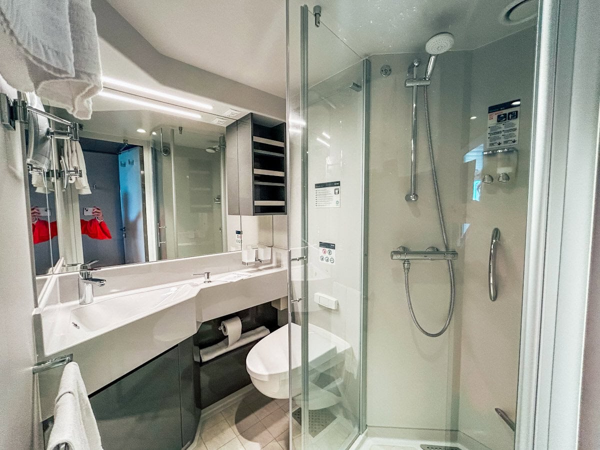 A Great Size Bathroom with a Corner Shower