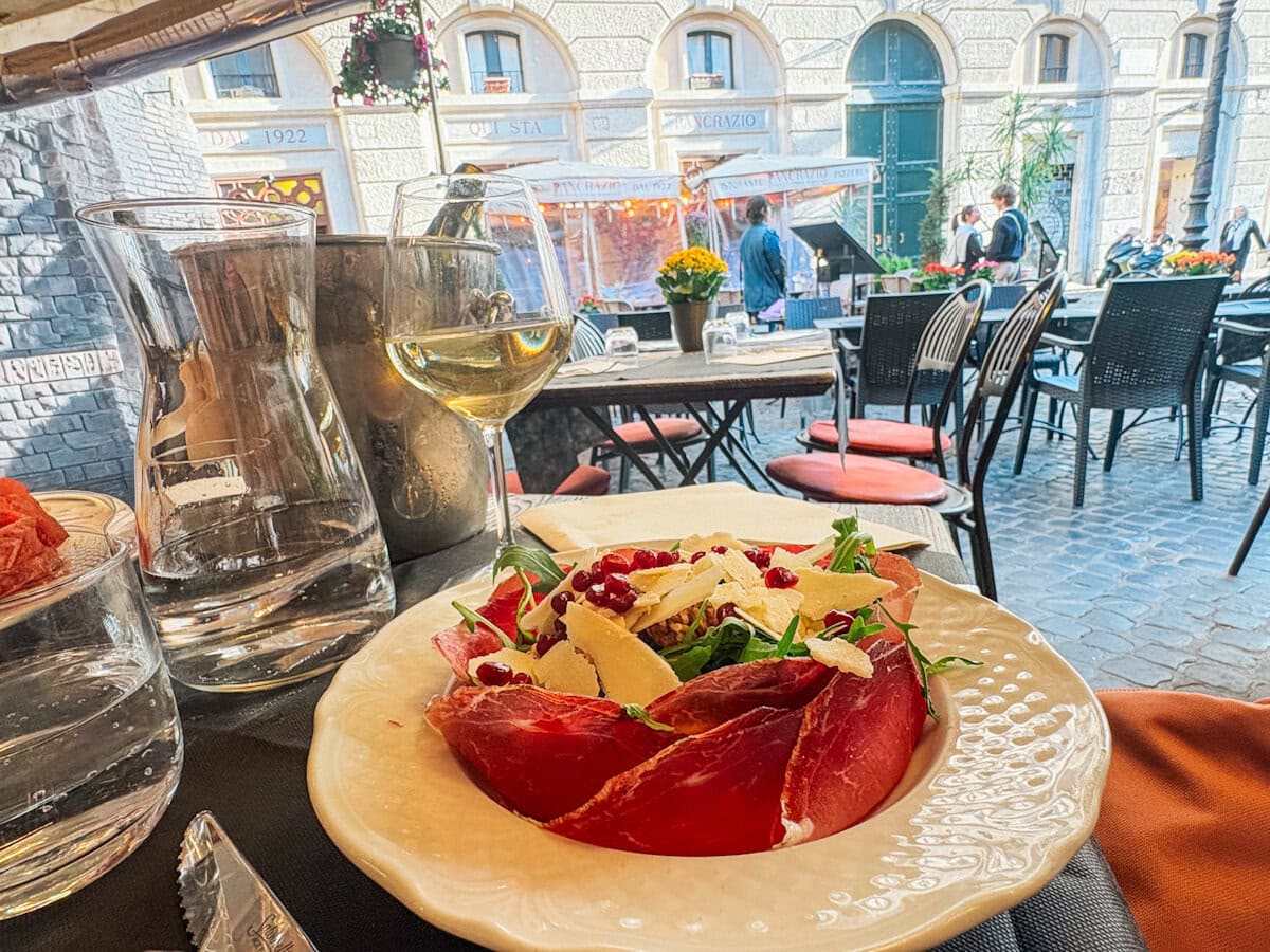 Italian Salad in a small courtyard in Rome